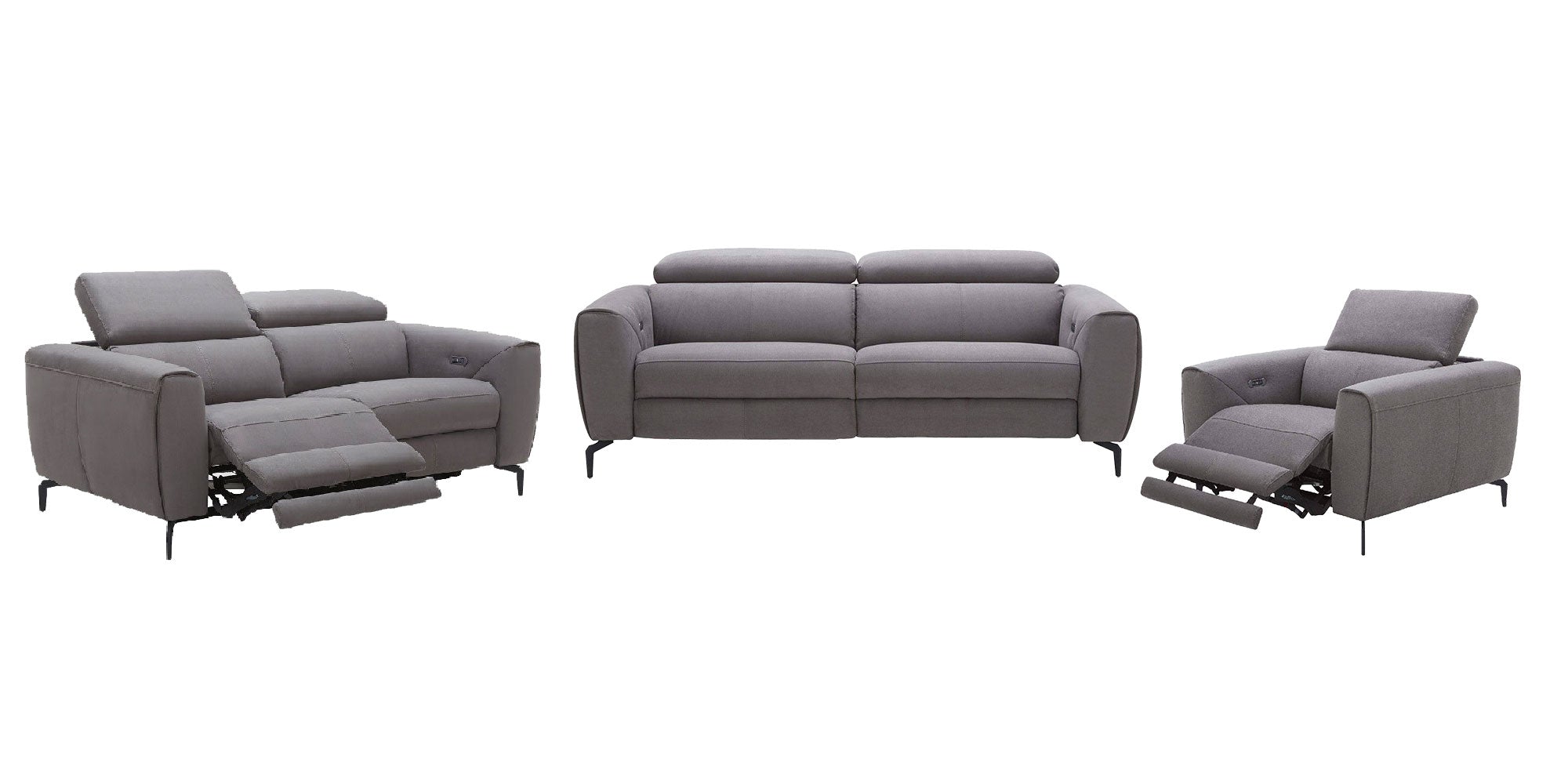 Lorenzo Motion Sofa Set in Grey Fabric