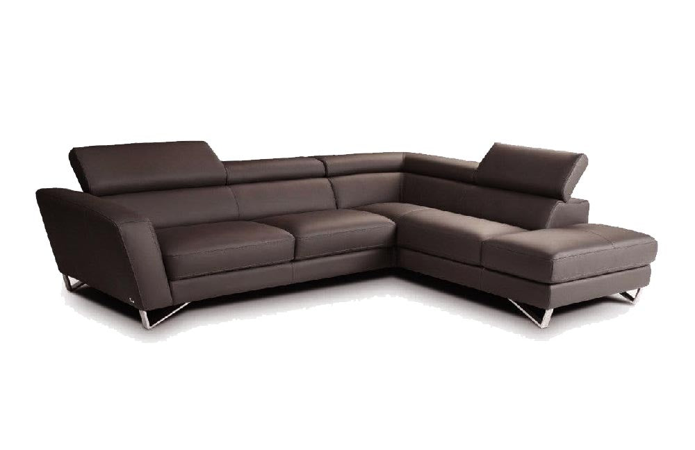 Sparta Italian Leather Sectional in Dark Grey