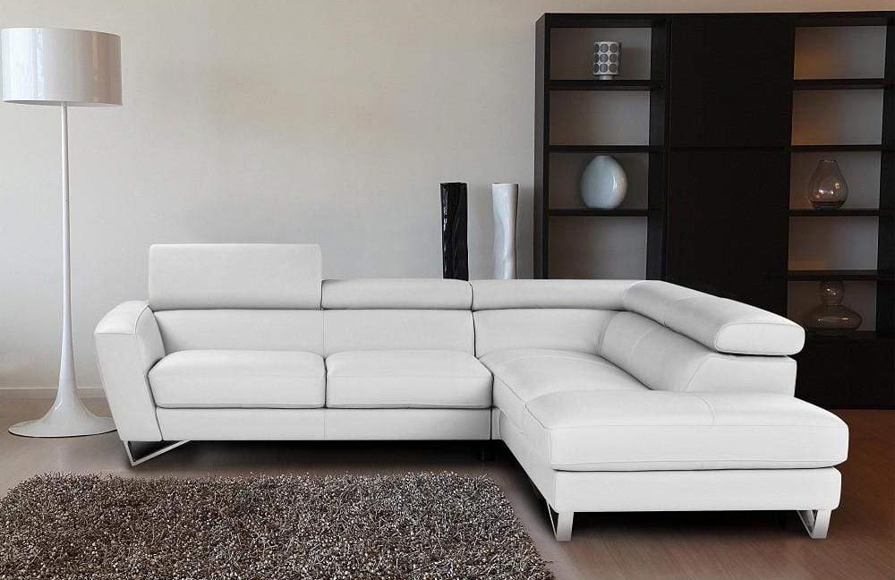 Sparta Italian Leather Sectional in Dark Grey